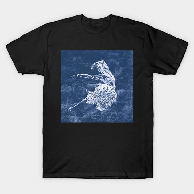 Lino print Male Ballet Dancer Swan from Swan Lake T-Shirt by NattyDesigns